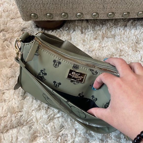 DISNEY MICKEY MOUSE olive green purse with coin pouch exclusive primark bag - Picture 5 of 8